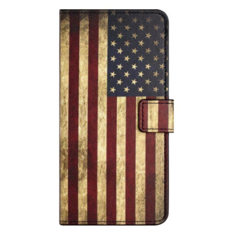 Lederhüllen Für iPhone 14 Vintage Amerikanische Flagge