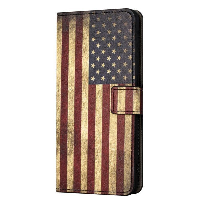 Lederhüllen Für iPhone 14 Vintage Amerikanische Flagge