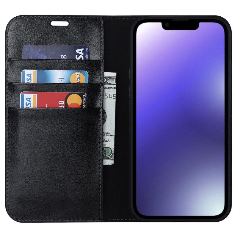 Schutzhülle Für iPhone 14 Flip Case Echtes Leder