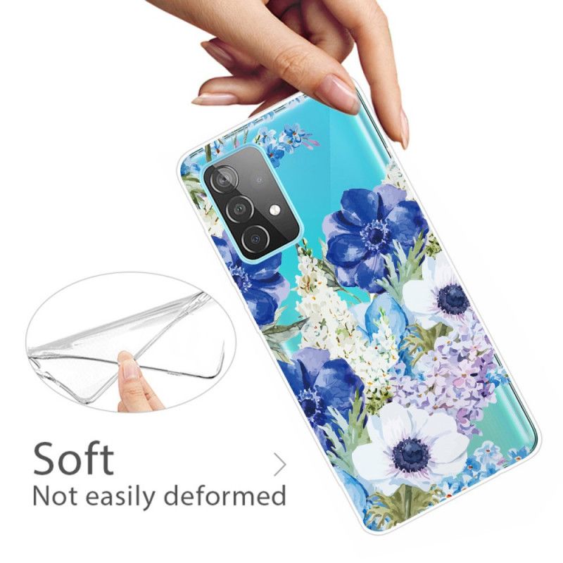 Hülle Für Samsung Galaxy A32 5G Aquarellblaue Blüten