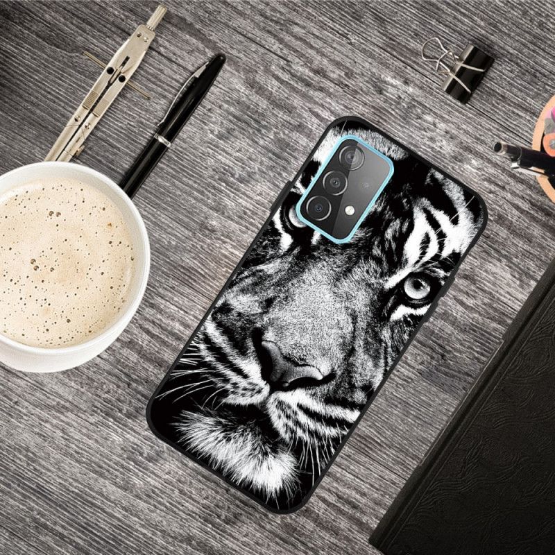 Hülle Samsung Galaxy A32 5G Schwarzweiss-Tiger