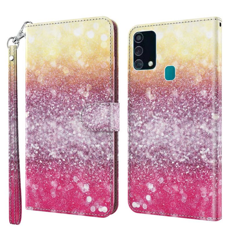 Lederhüllen Für Samsung Galaxy A32 5G Magenta-Glitzer Mit Lichtflecken