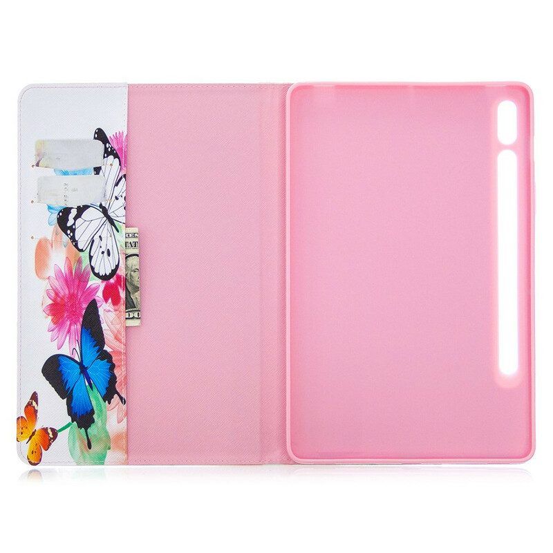 Case Für Samsung Galaxy Tab S8 / Tab S7 Aquarell-schmetterlinge