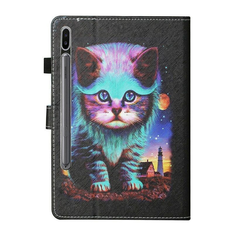 Flip Case Für Samsung Galaxy Tab S8 / Tab S7 Elektrische Katze