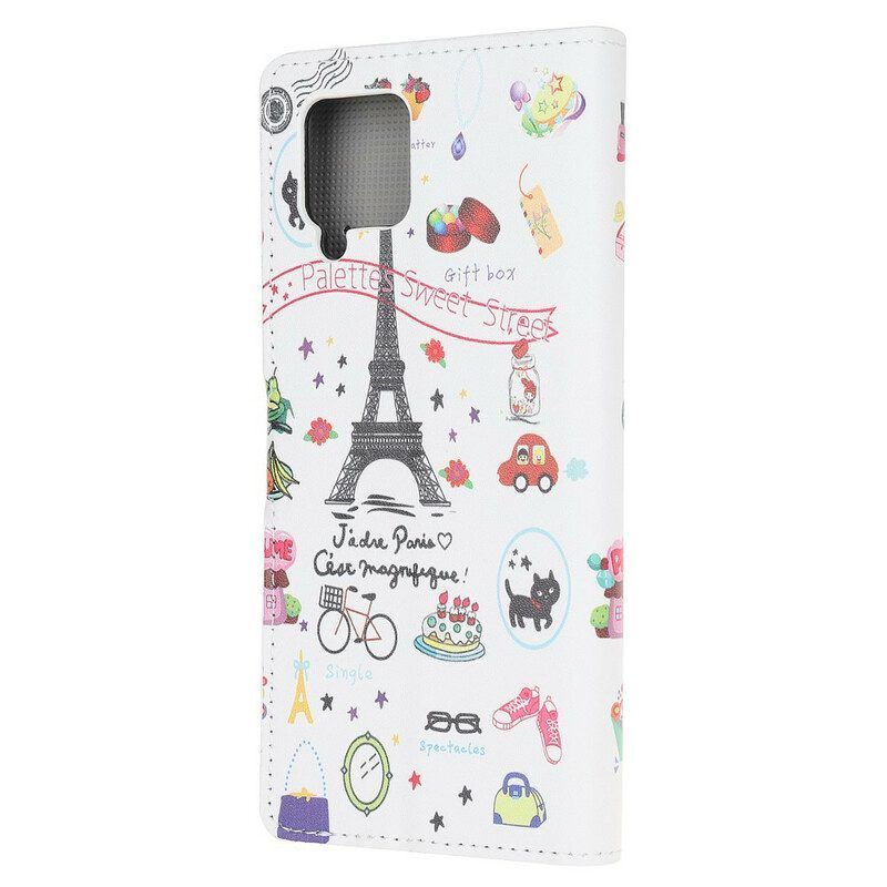Flip Case Für Samsung Galaxy M12 / A12 Ich Liebe Paris