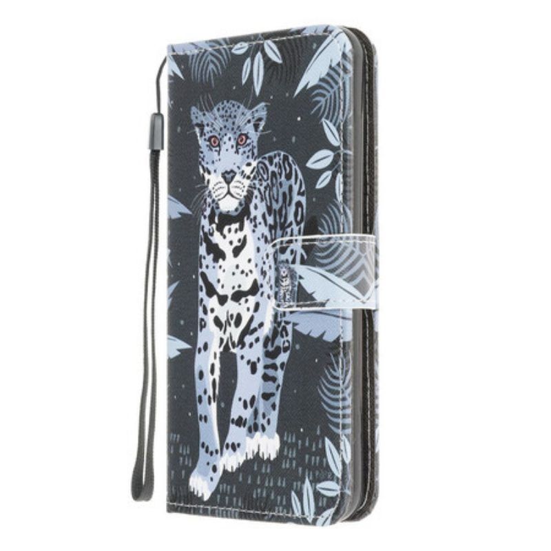 Flip Case Für Samsung Galaxy M12 / A12 Mit Kordel Riemchen-leopard