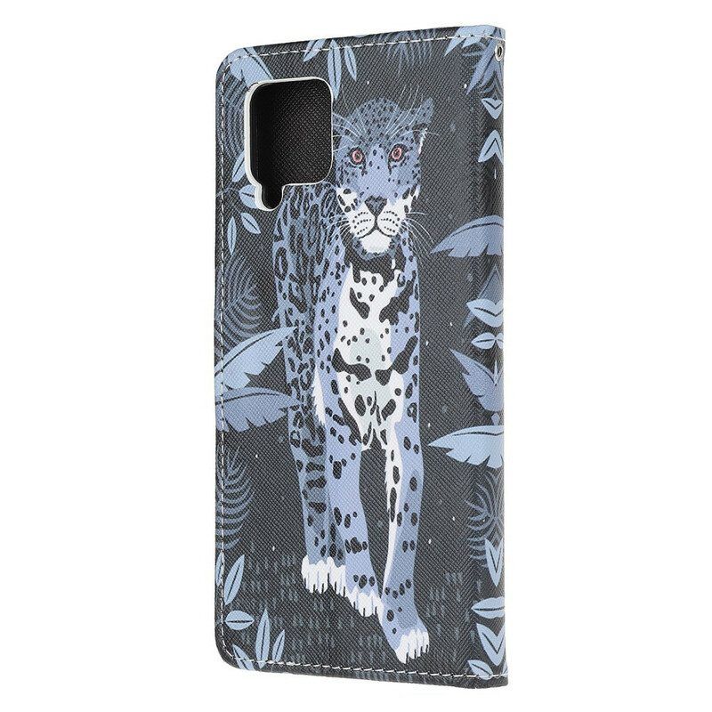 Flip Case Für Samsung Galaxy M12 / A12 Mit Kordel Riemchen-leopard