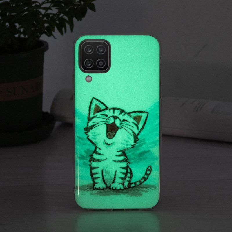 Handyhülle Für Samsung Galaxy M12 / A12 Fluoreszierende Katze