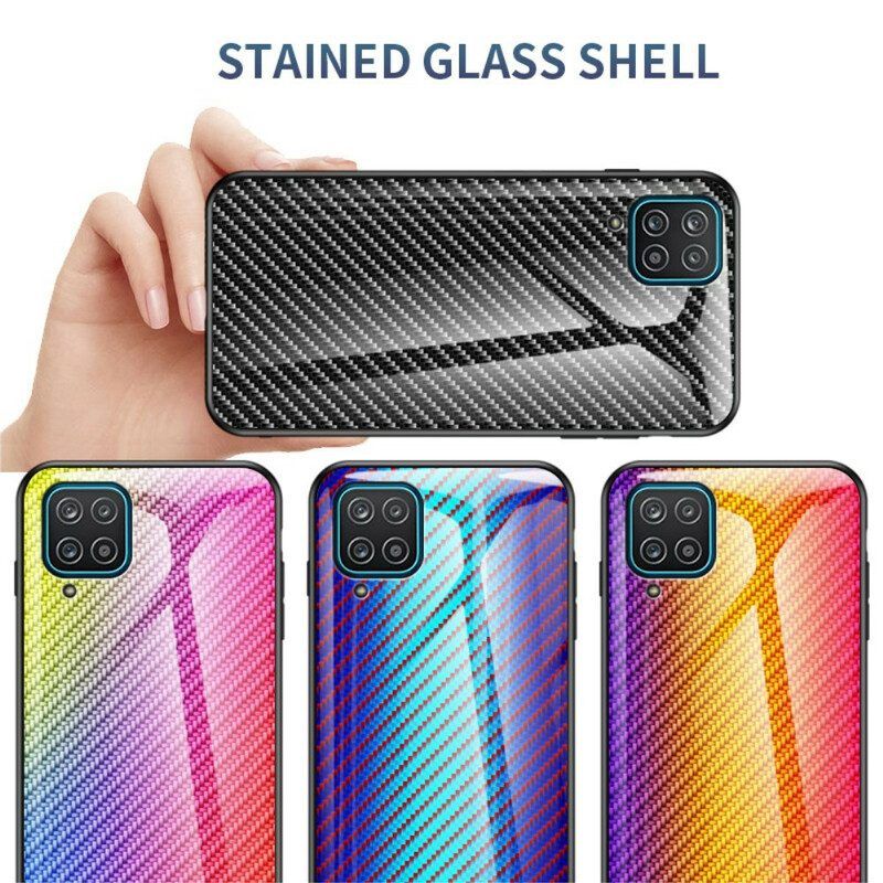 Hülle Für Samsung Galaxy M12 / A12 Gehärtetes Kohlefaserglas