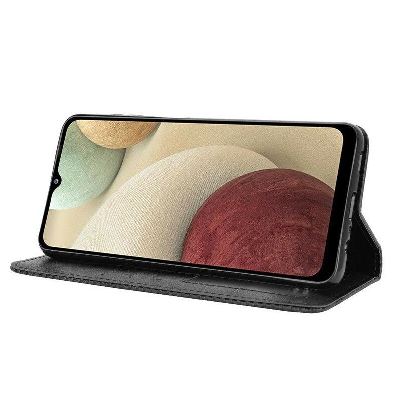 Schutzhülle Für Samsung Galaxy M12 / A12 Flip Case Stilisierter Vintage-ledereffekt