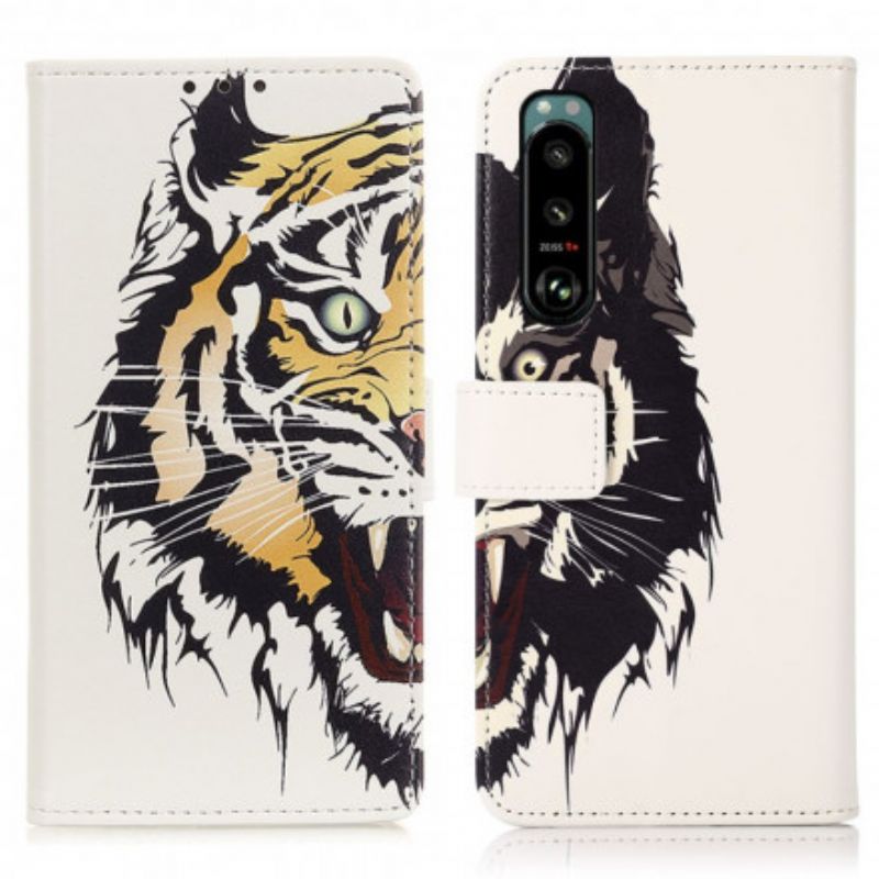 Lederhüllen Für Sony Xperia 5 Iii Wilder Tiger
