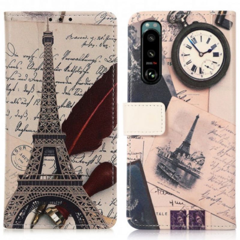 Lederhüllen Sony Xperia 5 Iii Handyhülle Eiffelturm Des Dichters