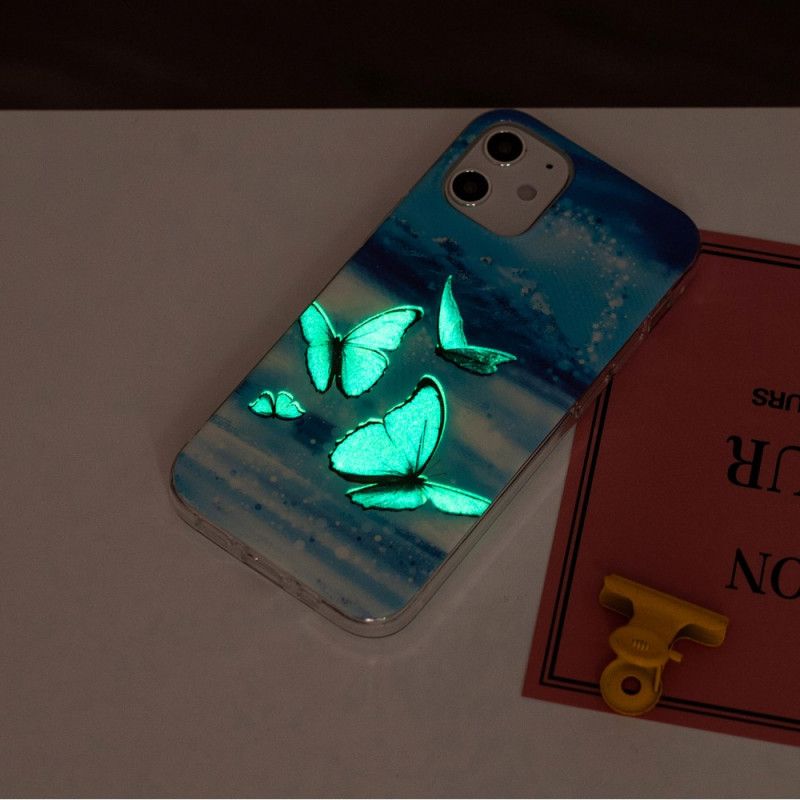 Hülle Für iPhone 12 / 12 Pro Dunkelblau Fluoreszierende Schmetterlingsreihe