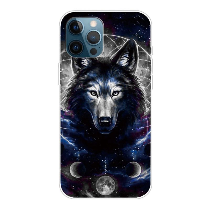 Hülle Für iPhone 12 / 12 Pro Schwarz Flexibler Wolf