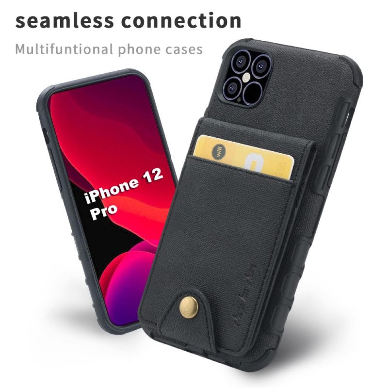 Hülle iPhone 12 / 12 Pro Schwarz Faltkartenhalter