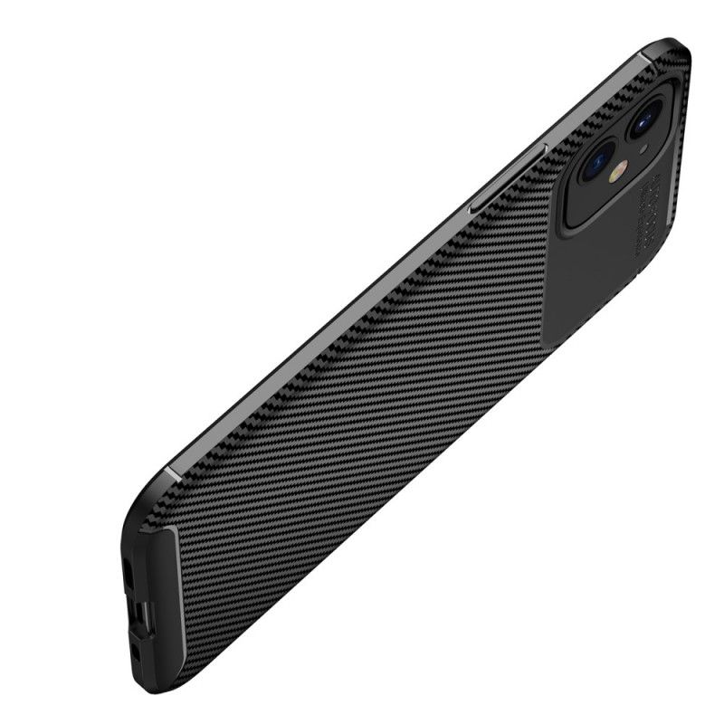 Hülle iPhone 12 / 12 Pro Schwarz Flexible Kohlefasertextur