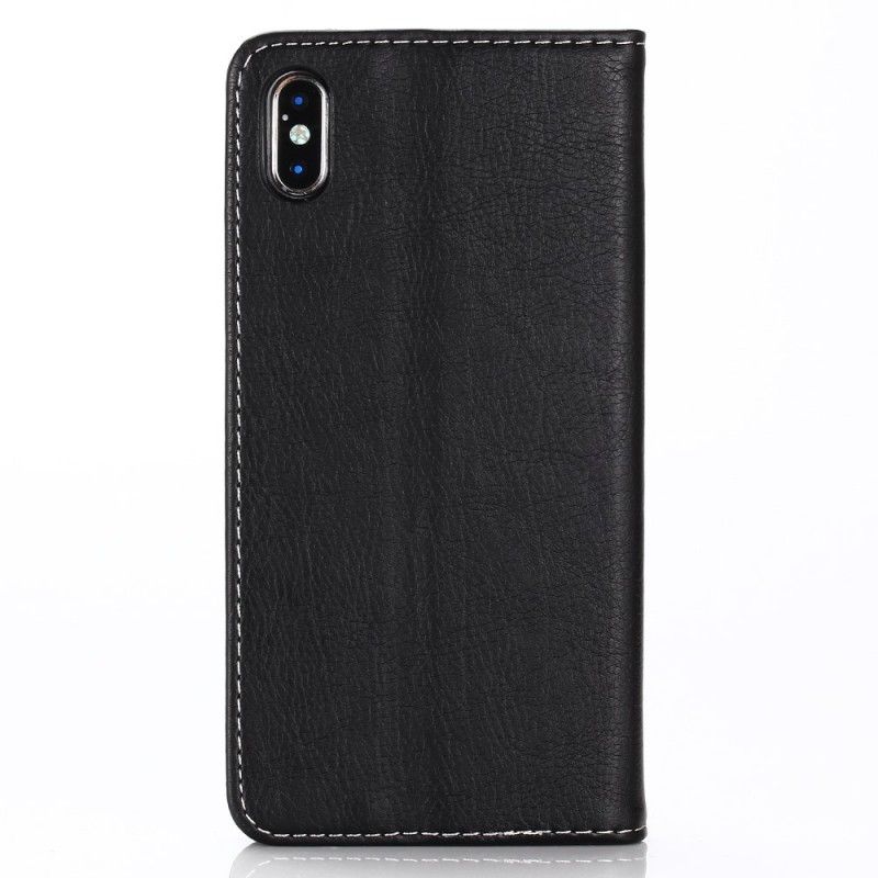 Flip Case iPhone XR Schwarz Sichtbare Nähte