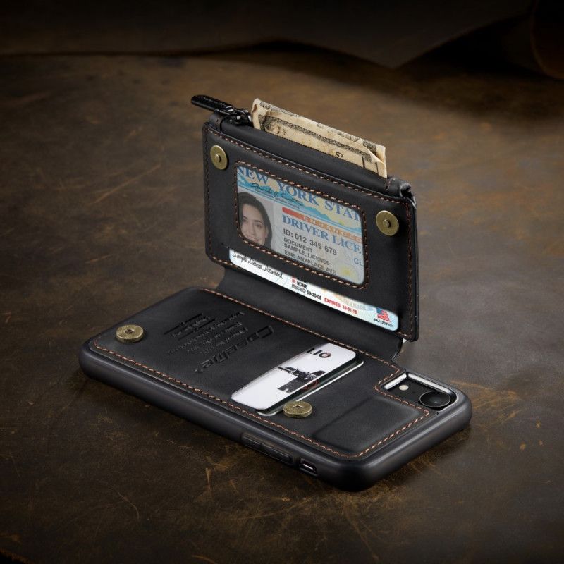 Hülle iPhone XR Schwarz Caseme Wallet-Stil