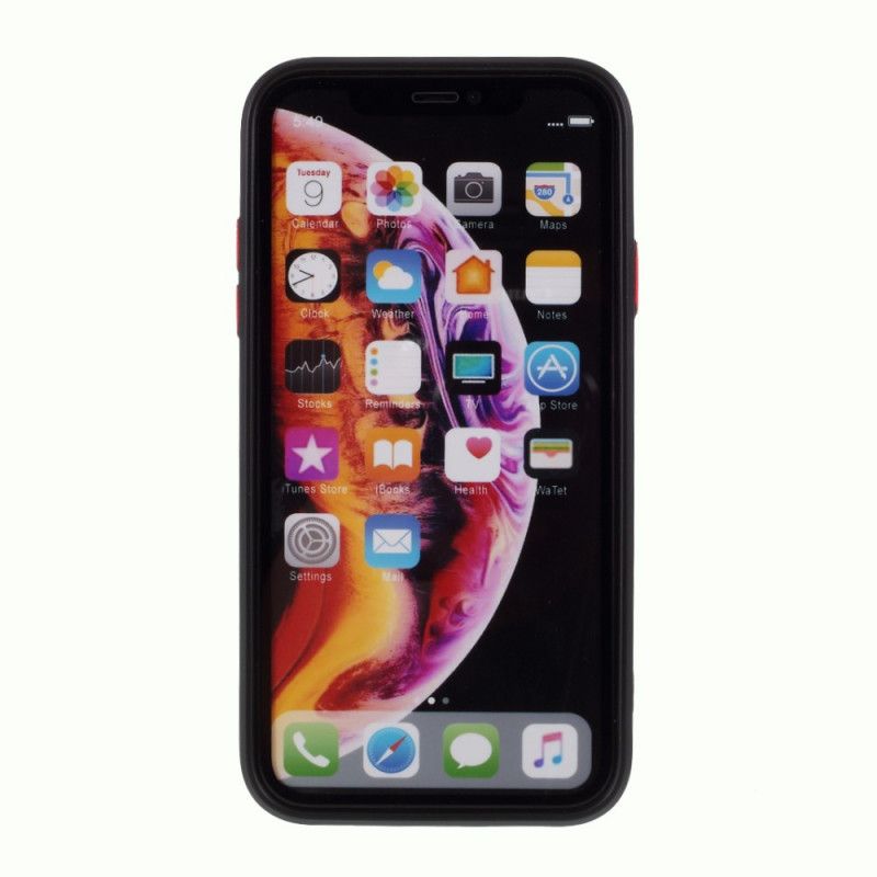 Hülle iPhone XR Schwarz Handyhülle Flexibler Silikonfarbener Knopf