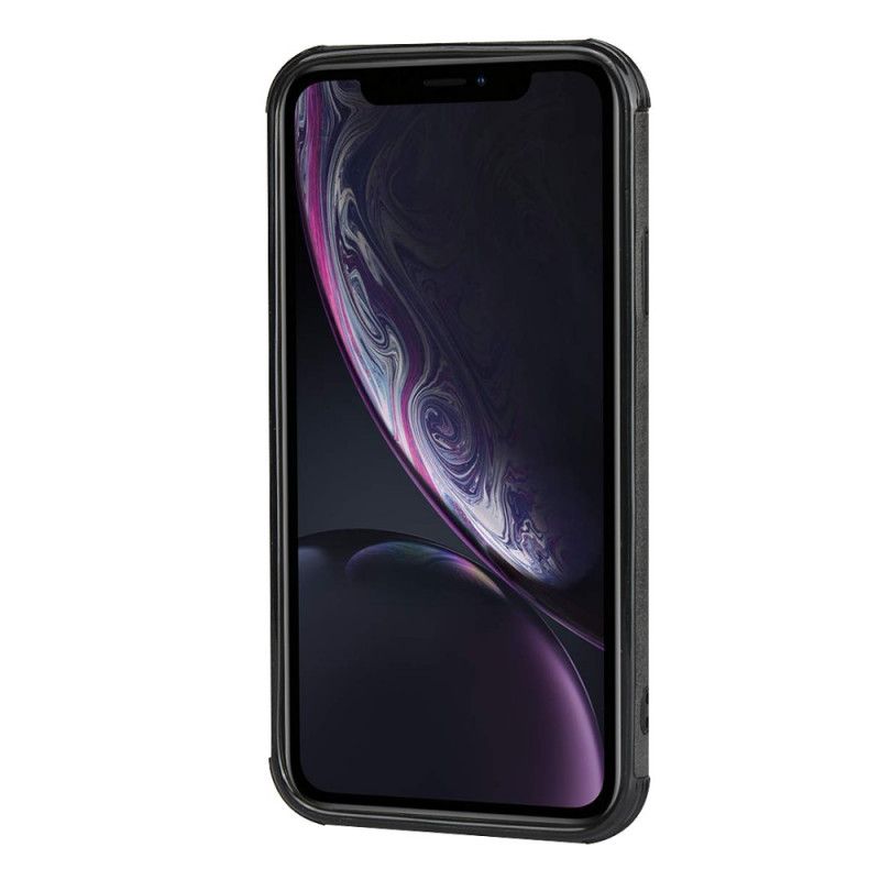 Hülle iPhone XR Schwarz Zweifarbiger Doppelkartenhalter