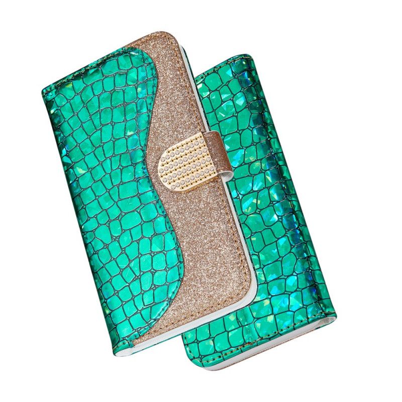 Lederhüllen iPhone XR Grün Krokodildiamanten
