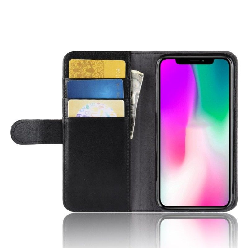 Lederhüllen iPhone XR Schwarz Gespaltenes Leder