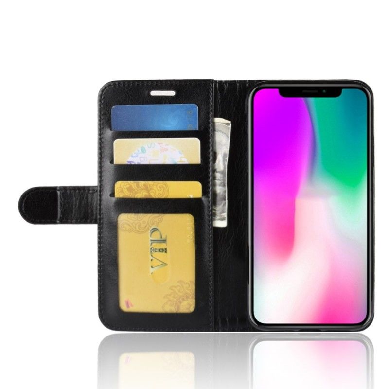 Lederhüllen iPhone XR Schwarz Retro-Kunstleder