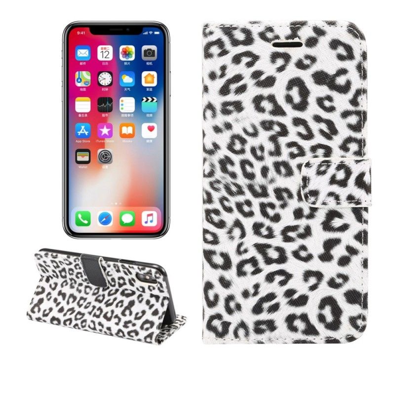 Lederhüllen iPhone XR Weiß Leopard