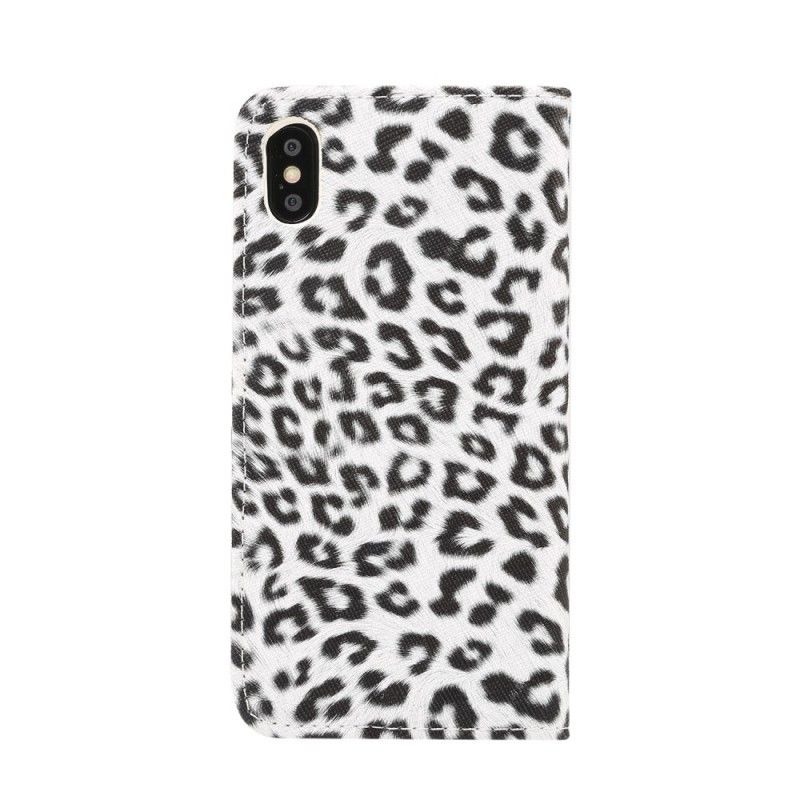 Lederhüllen iPhone XR Weiß Leopard