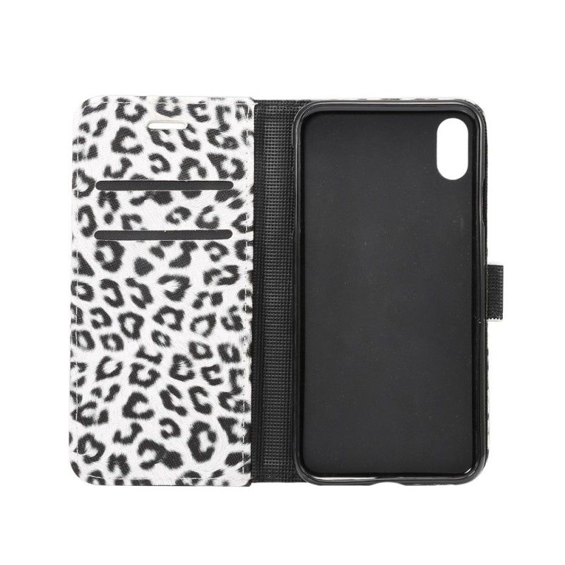 Lederhüllen iPhone XR Weiß Leopard