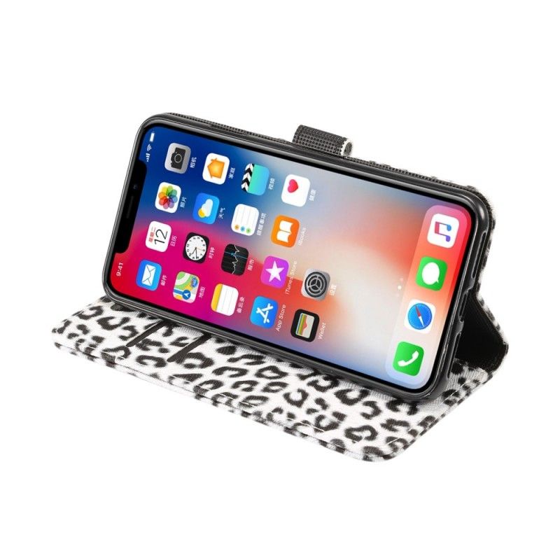 Lederhüllen iPhone XR Weiß Leopard