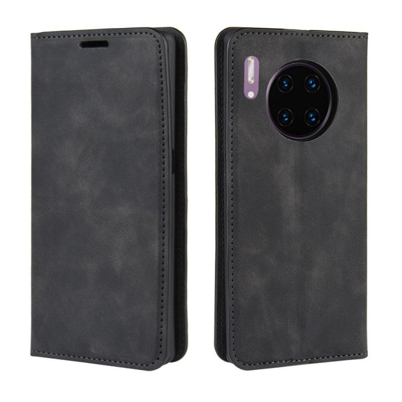 Flip Case Huawei Mate 30 Pro Schwarz Weicher Ledereffekt