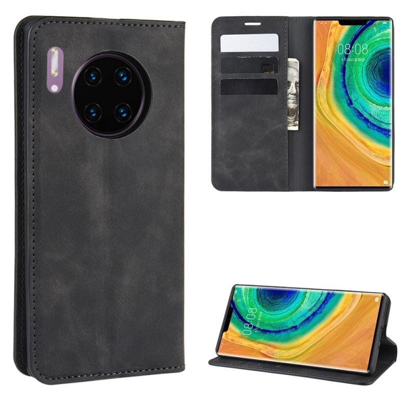 Flip Case Huawei Mate 30 Pro Schwarz Weicher Ledereffekt