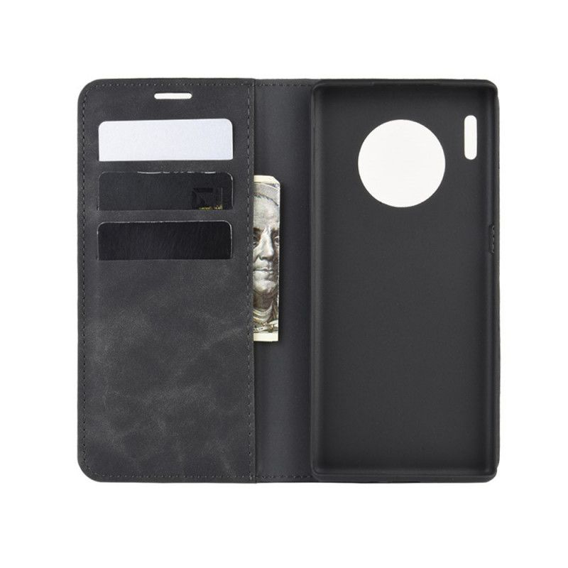 Flip Case Huawei Mate 30 Pro Schwarz Weicher Ledereffekt