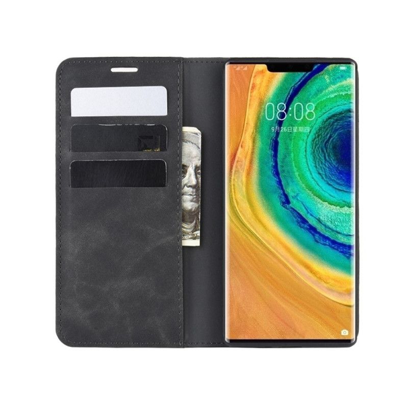 Flip Case Huawei Mate 30 Pro Schwarz Weicher Ledereffekt