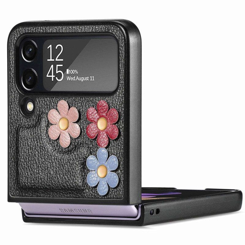 Handyhülle Für Samsung Galaxy Z Flip 4 Flip Case Kunstlederblumen