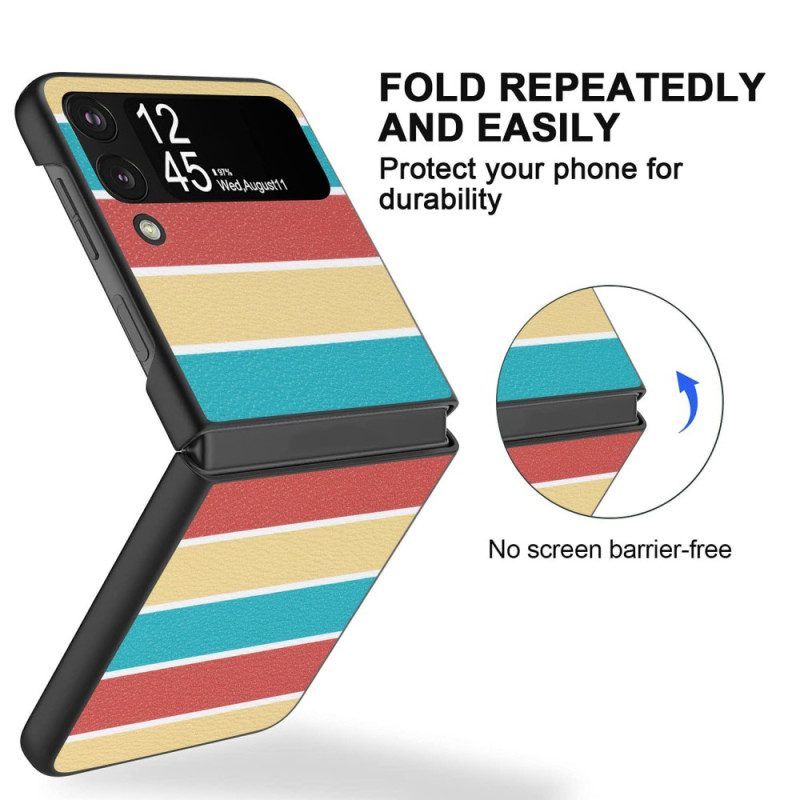 Handyhülle Für Samsung Galaxy Z Flip 4 Flip Case Kunstlederlinien