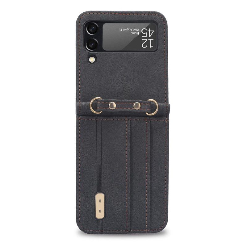 Handyhülle Für Samsung Galaxy Z Flip 4 Flip Case Nähte Und Schultergurt In Lederoptik