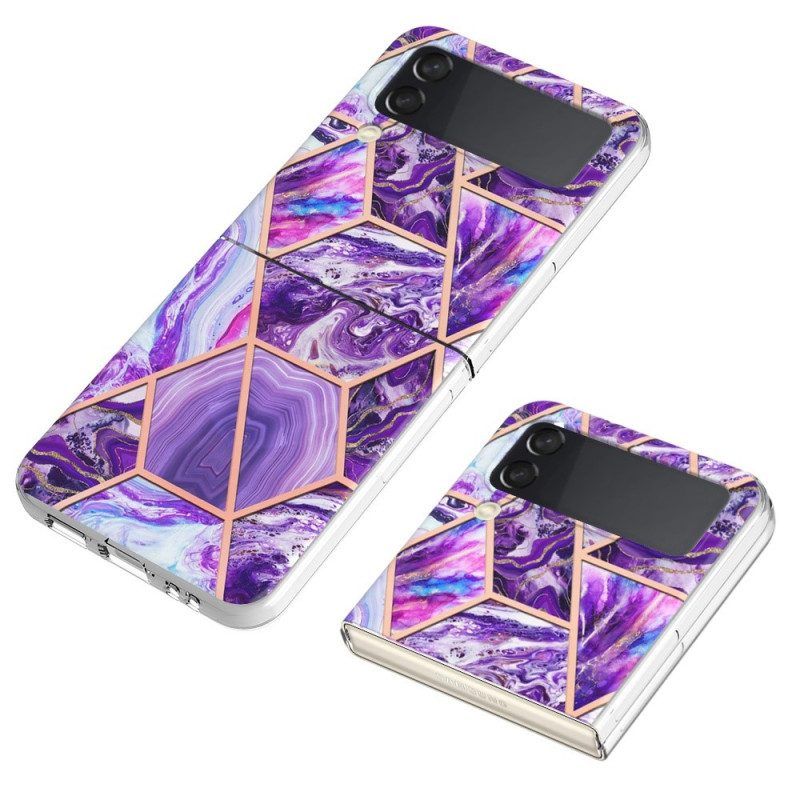 Hülle Für Samsung Galaxy Z Flip 4 Flip Case Geometrischer Marmor