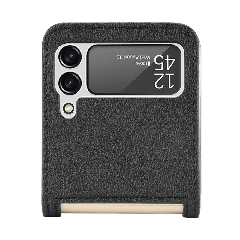 Hülle Für Samsung Galaxy Z Flip 4 Flip Case Kartenetui Aus Litschi-leder Im Stil