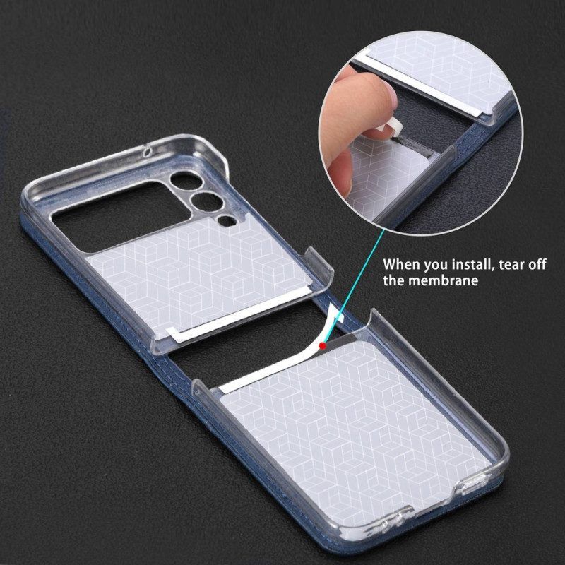 Hülle Für Samsung Galaxy Z Flip 4 Flip Case Kartenetui Aus Litschi-leder Im Stil