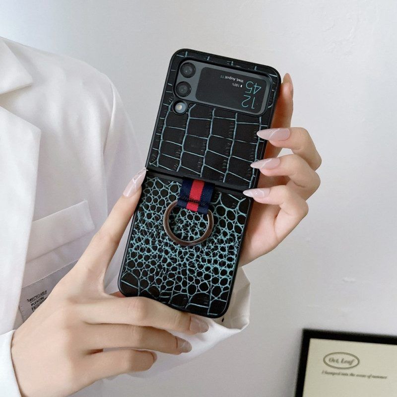 Hülle Für Samsung Galaxy Z Flip 4 Flip Case Krokodil- Und Ringstil