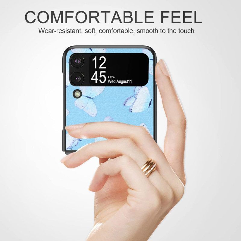Hülle Für Samsung Galaxy Z Flip 4 Flip Case Kunstleder-schmetterlinge