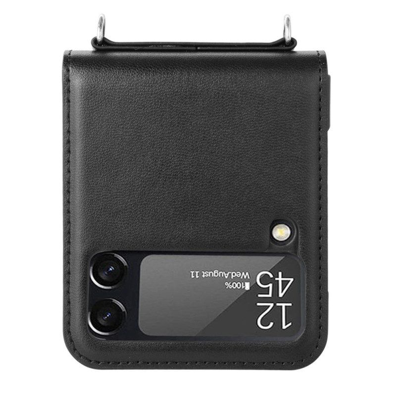 Hülle Für Samsung Galaxy Z Flip 4 Flip Case Lederstil Mit Riemen