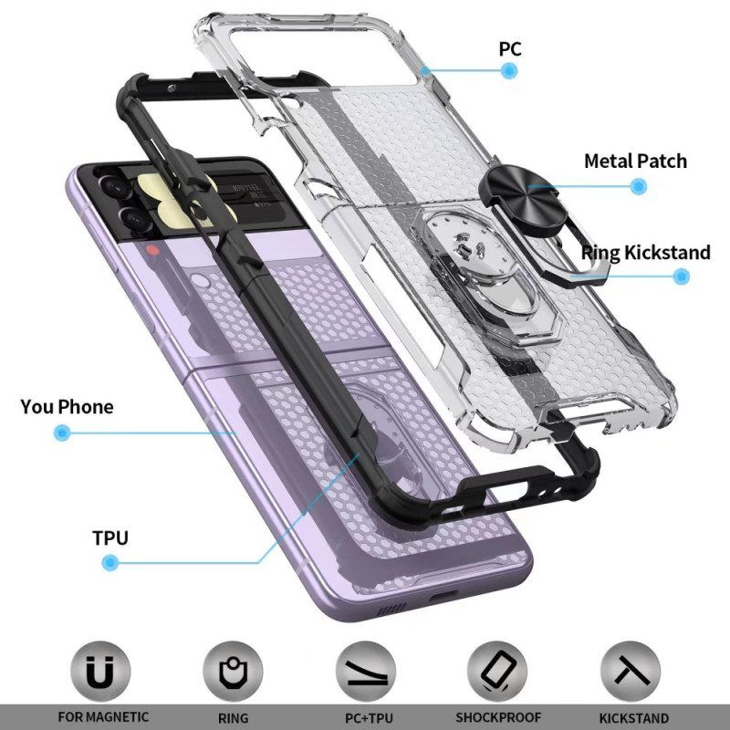 Hülle Für Samsung Galaxy Z Flip 4 Flip Case Wabe Mit Ringunterstützung