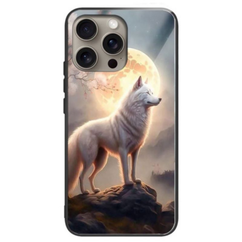 Hülle iPhone 16 Pro Max Gehärtetes Glas Moonlight Wolf