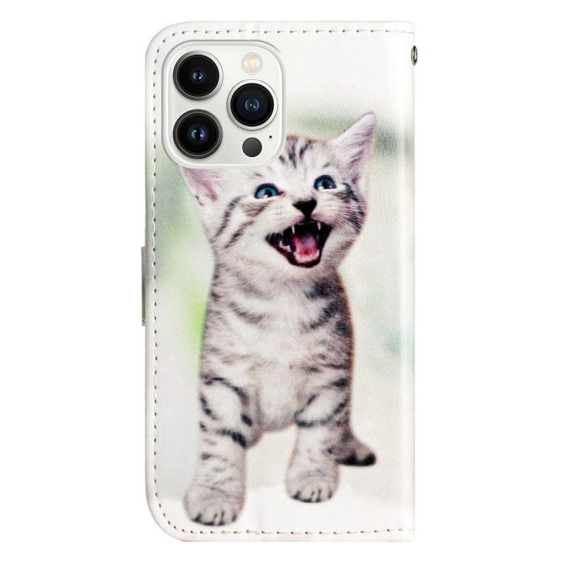 Lederhüllen Für iPhone 16 Pro Max Kleine Katze Mit Riemen