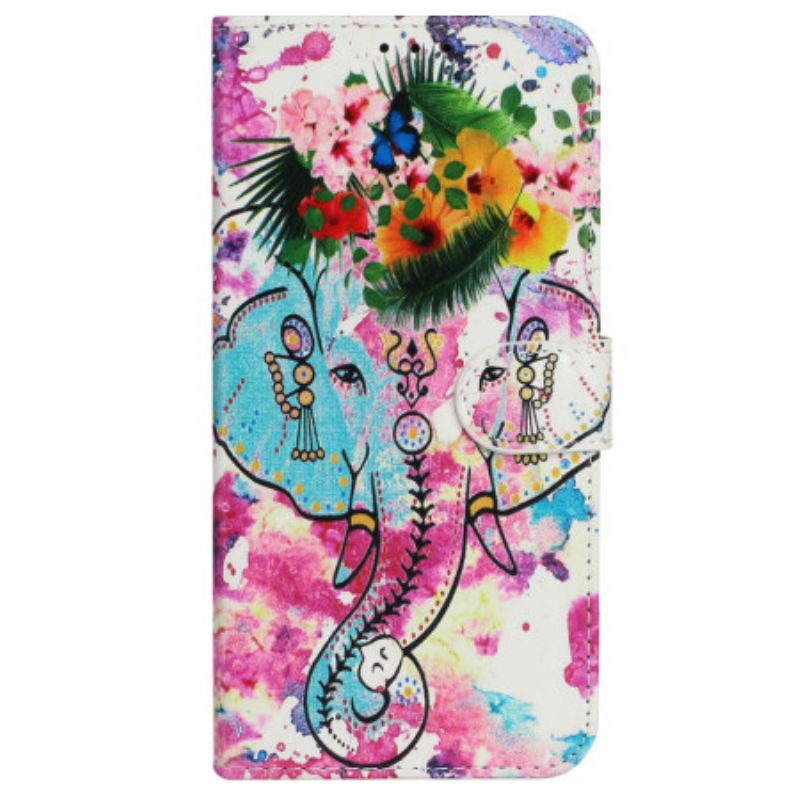 Lederhüllen iPhone 16 Pro Max Aquarell-elefant Mit Schlüsselband