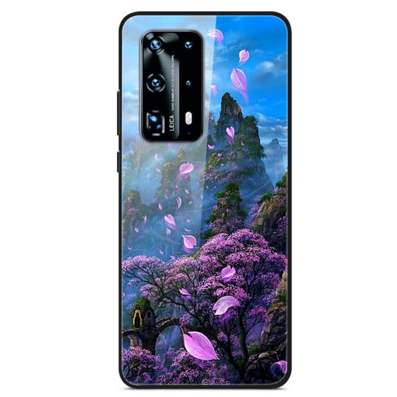 Hülle Huawei P40 Pro Imaginäres Landschaftsgehärtetes Glas