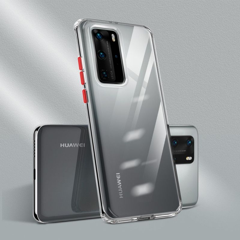 Hülle Huawei P40 Pro Schwarz Transparente Farbige Knöpfe